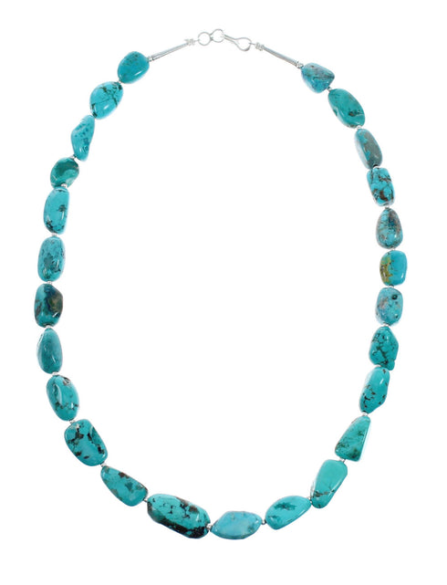 Navajo Turquoise Sterling Silver Bead Necklace And Pendant Set X10850